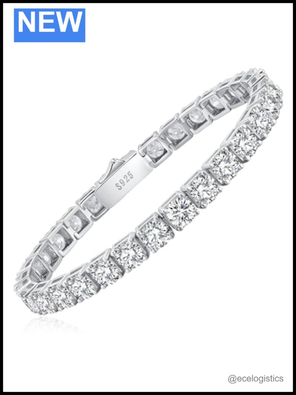Moissanite Tennis Bracelet 925 Sterling Silver D Color 16.5ct 8in